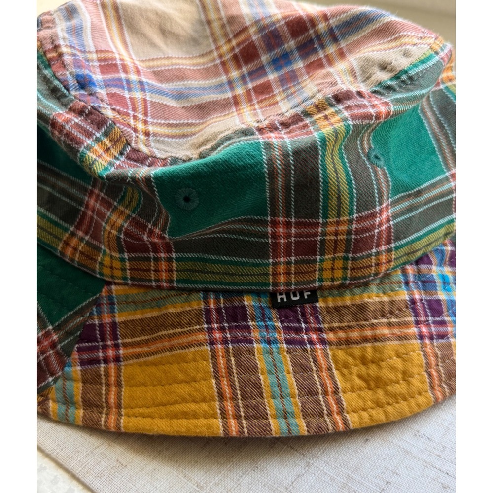 HUF Worldwide Patchwork Plaid Bucket Hat Multi Color Cotton Mens S/M